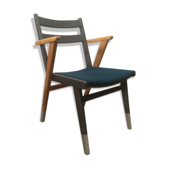 Chair bridge Scandinavian vintage of the 1950s oil blue and gray