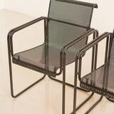 Set of 4 black metal chairs 80's