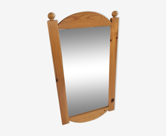 Miroir années 80 en pitchpin, 64x35cm