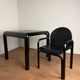 Knoll Orsay set – table & 4 chairs – black lacquered steel & faux leather