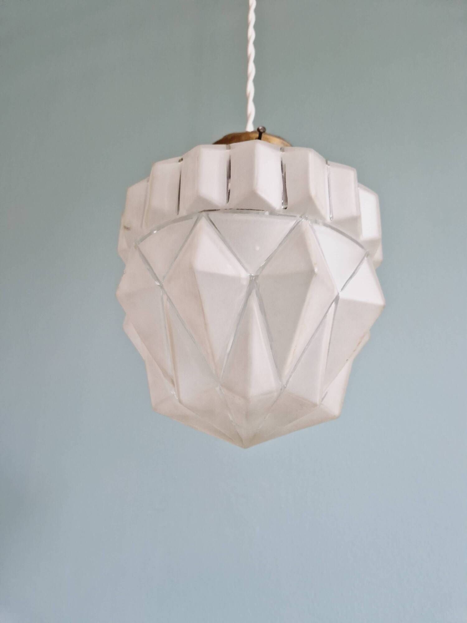 Art Deco pendant lamp in satin glass, 1920s-30s