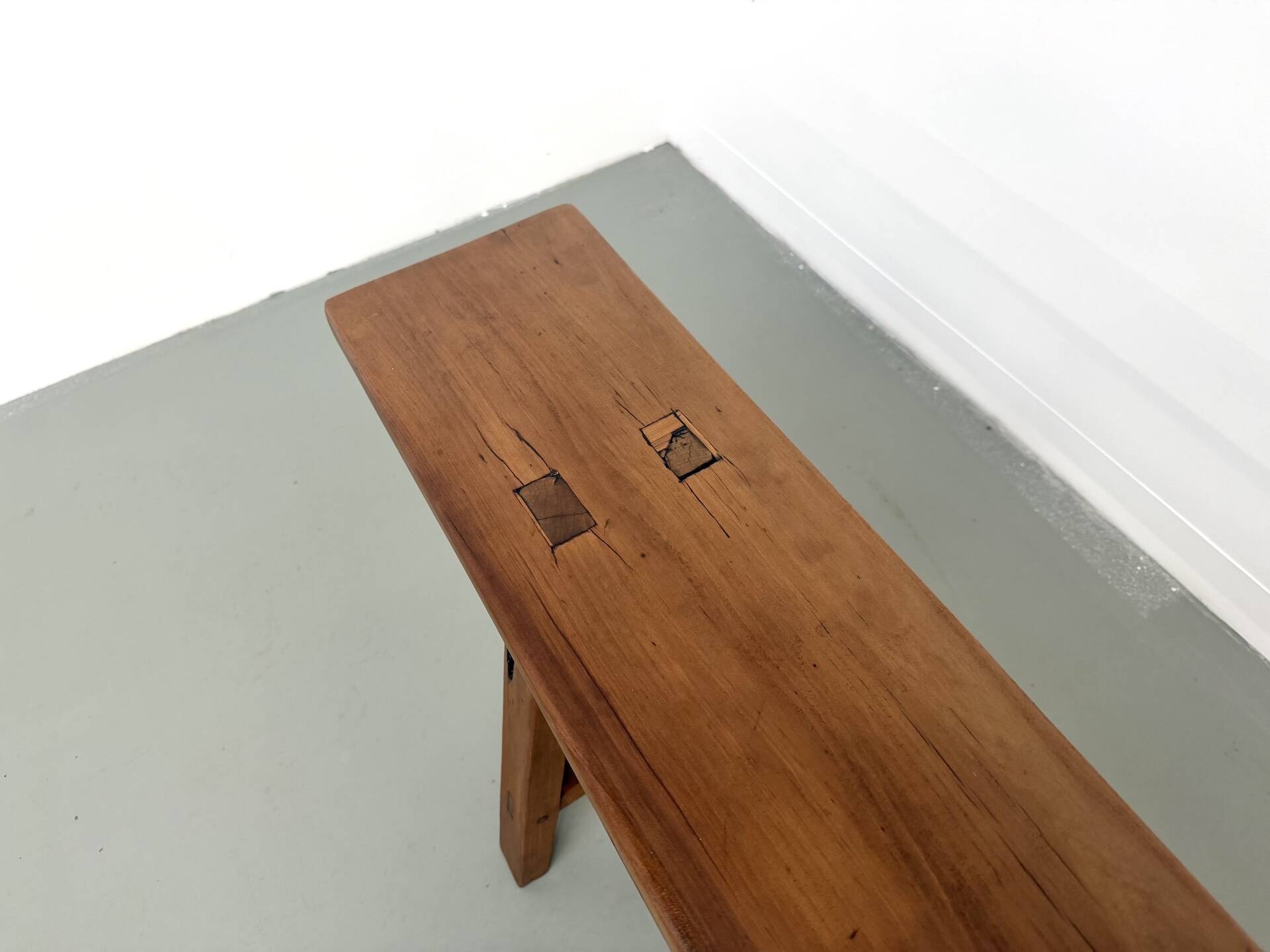 Restored solid walnut bench — 1950s