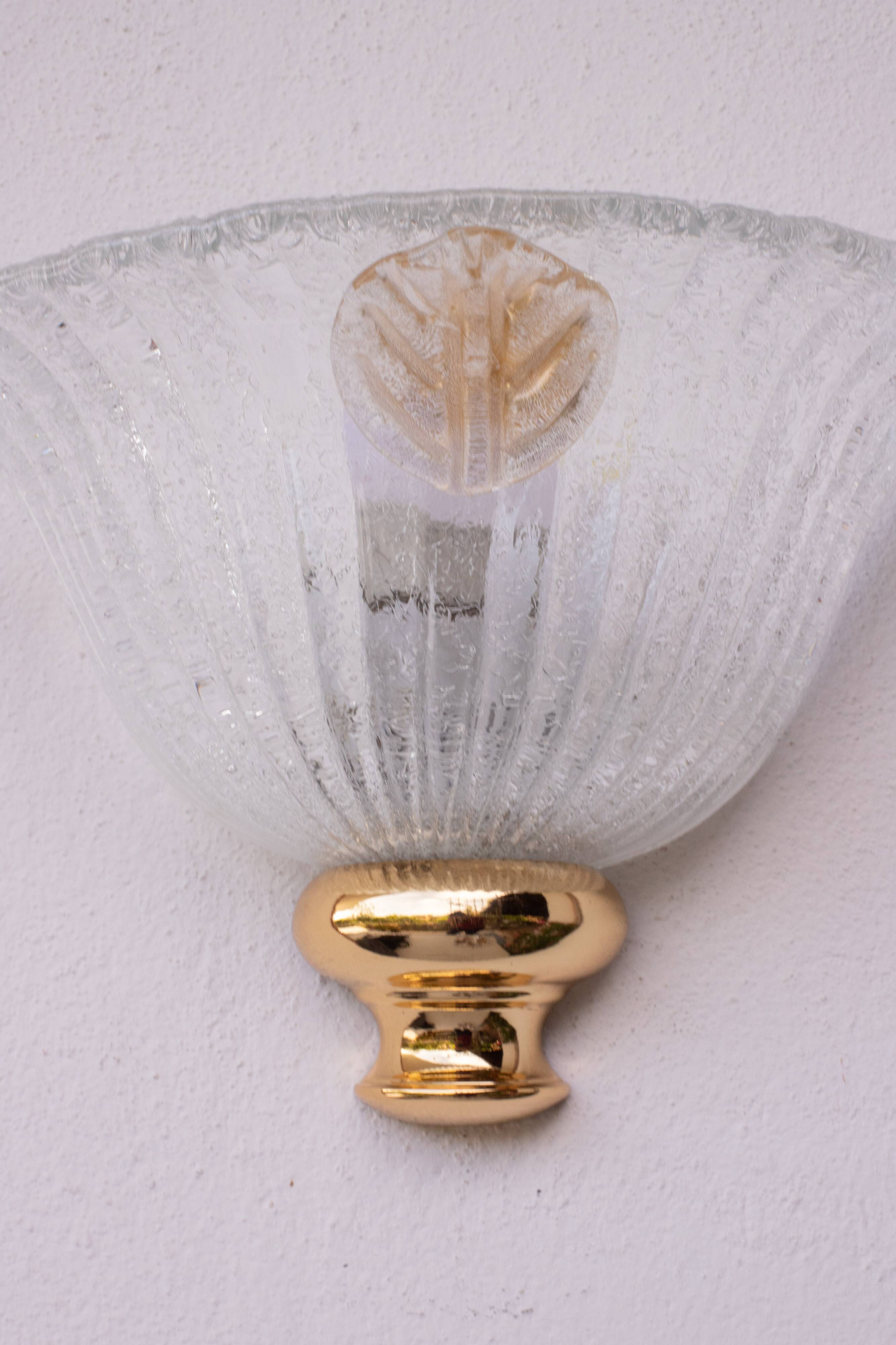 Murano Gold and Trasparent Wall Light, 1970