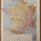 Old map of France (former provinces) from 1928