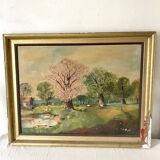 Oil on canvas framed countryside landscape