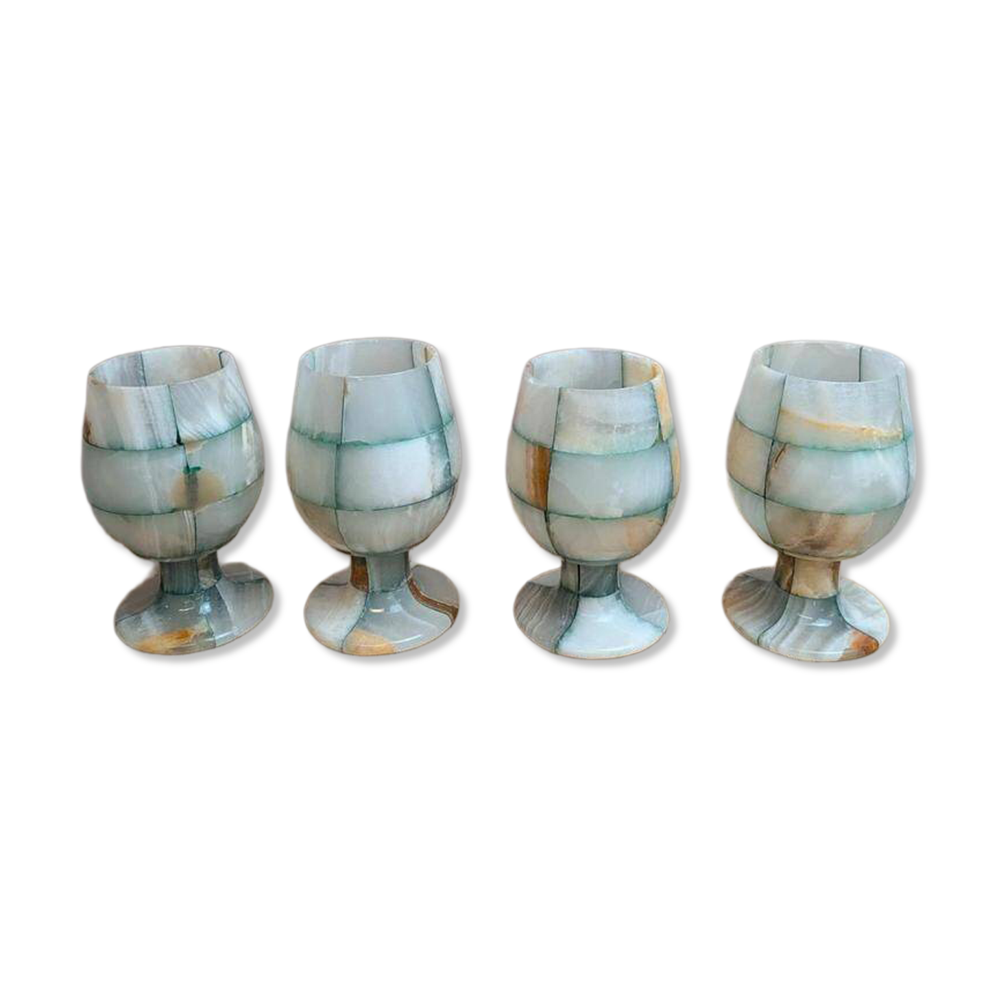 Set of 4 vintage onyx stemmed glasses