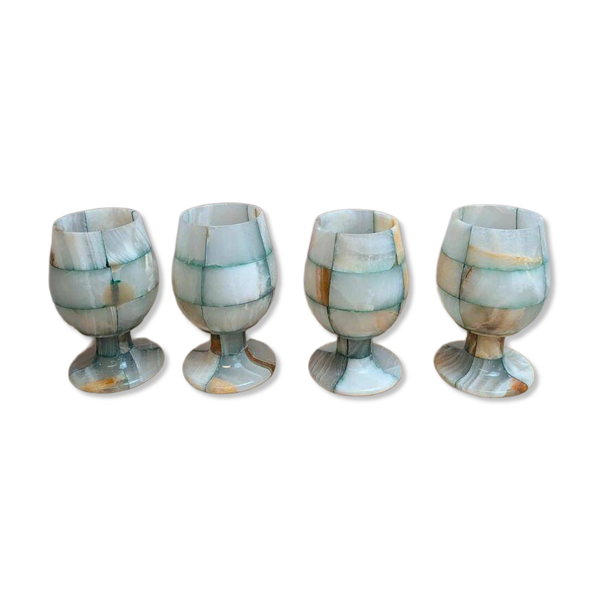 4 verres à pied en onyx vintage