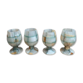 Set of 4 vintage onyx stemmed glasses