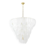 Translucent white Murano glass chandelier. Italy, contemporary work.