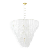 Translucent white Murano glass chandelier. Italy, contemporary work.