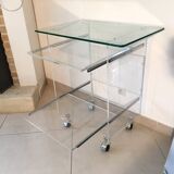 Table en plexiglass pouvant servir de console d'ordinateur ou de desserte