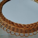 Pretty Soleil rattan mirror, 1950s