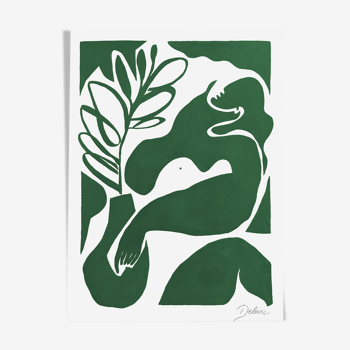 Peinture sur papier "La petite nouvelle (The Green Edition)" en édition limitée par Deleine