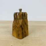 Pepper shaker gouged brutalist olive wood
