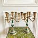 Pair of candlesticks brass and mother-of-pearl candlesticks