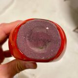 Vintage French Mid Century Bottle Vase in Warm Red Glaze, 1950s