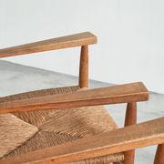 Set of 2 oak and wicker armchairs, mid-20th century.