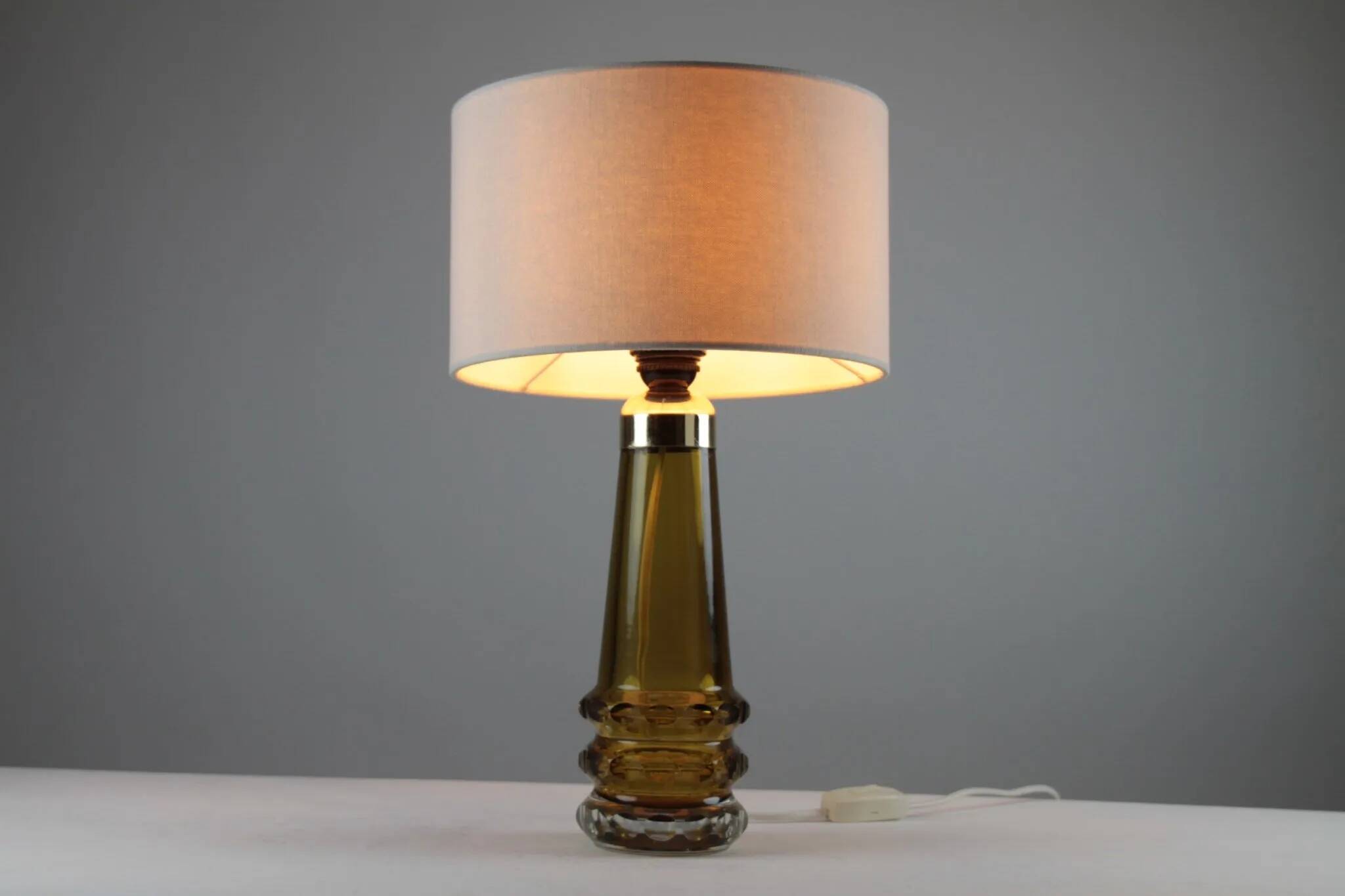 Amber & Clear Glass Table Lamp – Sweden, 1960s/1970s