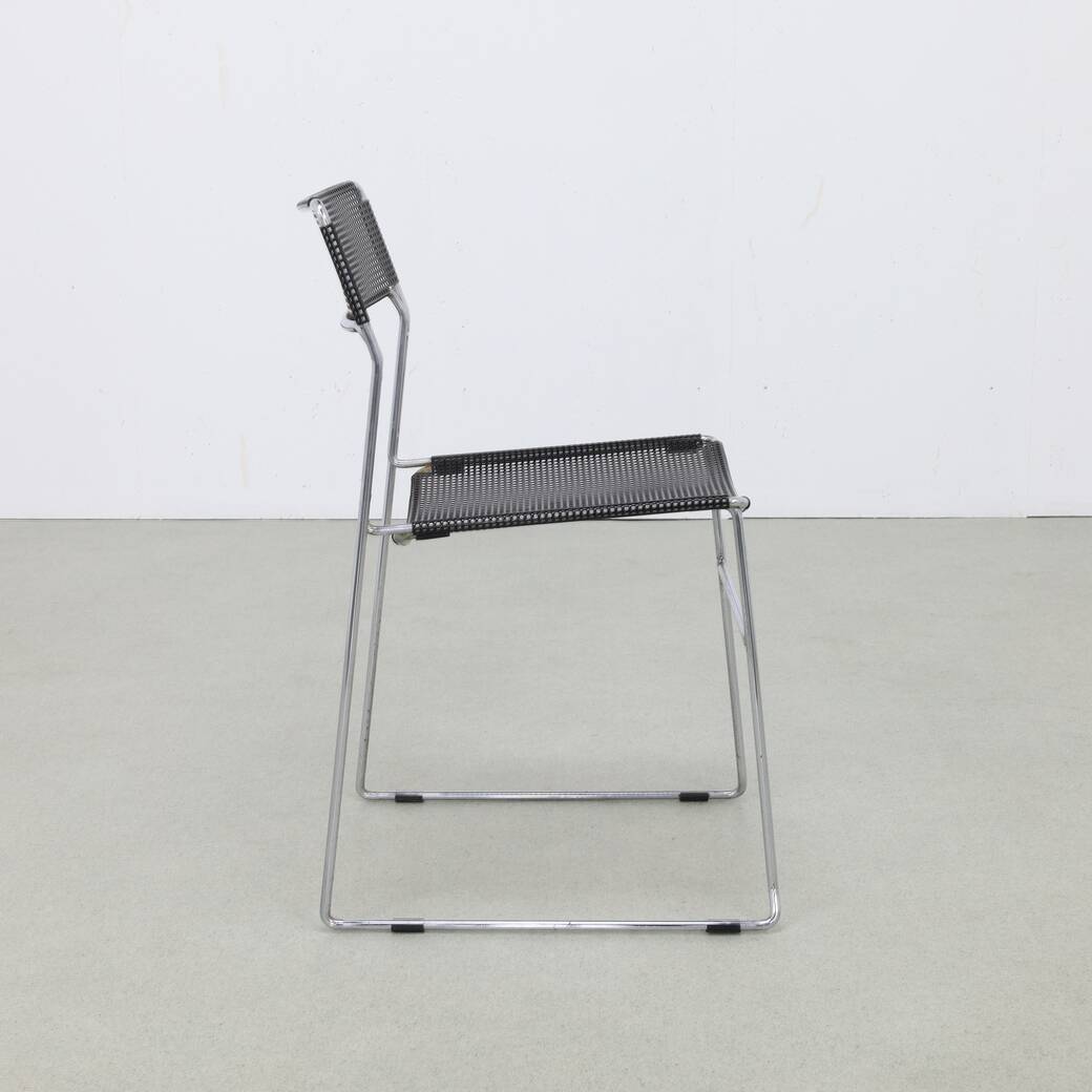 4x Dining Chair in Perforated Metal by Arrben Italy, 1980s