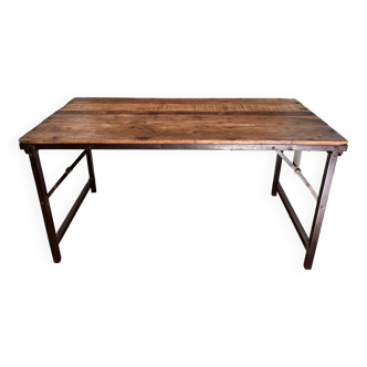 Table en bois et métal vintage