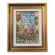 Mid-Century Modern Swedish "Balcony Garden" Vintage Oil Painting, Framed