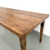 Beech farmhouse table, tapered legs, France, 1970s
