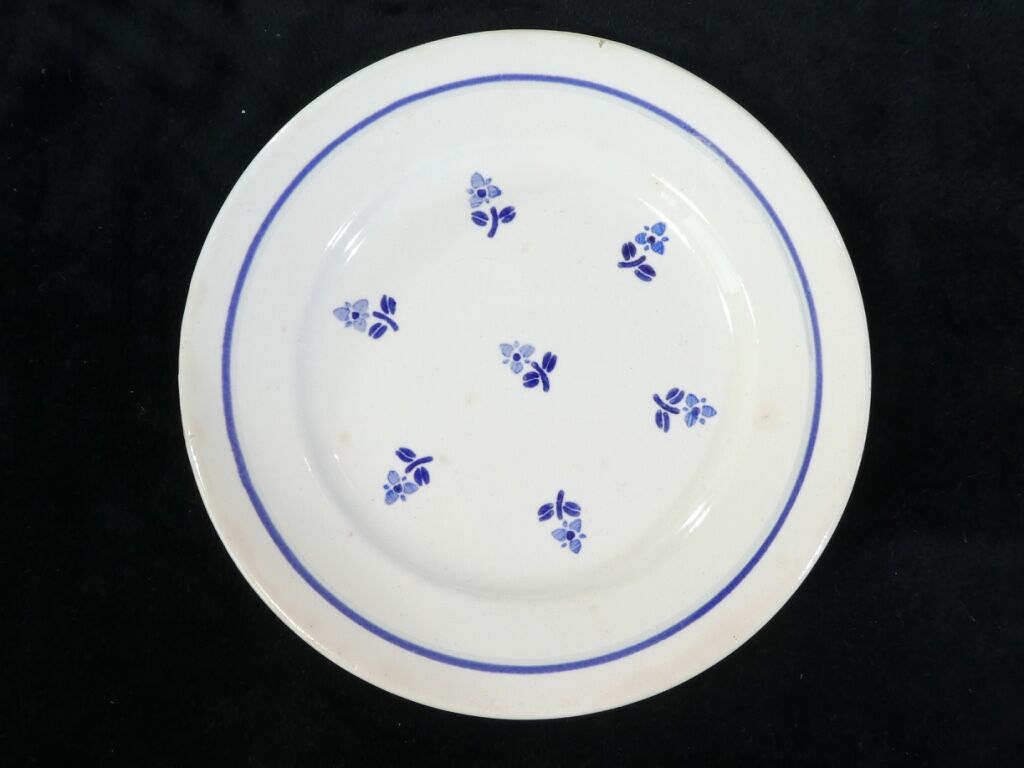 6 dessert plates in faience new model geneve small blue flower