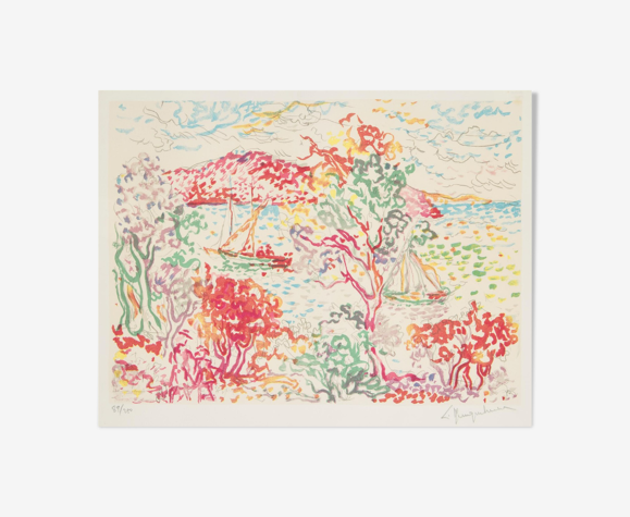 Les voiliers Lucien neuquelman (1909-1988) lithographie, signée au crayon et numérotée