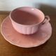 Antique salins les bains cup + saucer pink ceramic france vintage