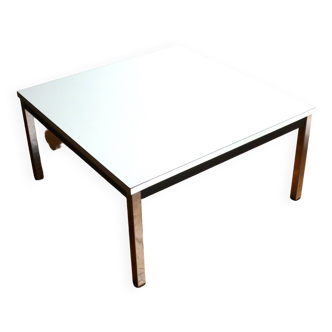 Square coffee table, plain white formica, 70s.