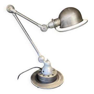 Jieldé lamp with 2 arms, clear matte varnish, industrial vintage.
