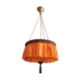 Ceiling lamp made of satin fabric and crystals, Spain, 1940