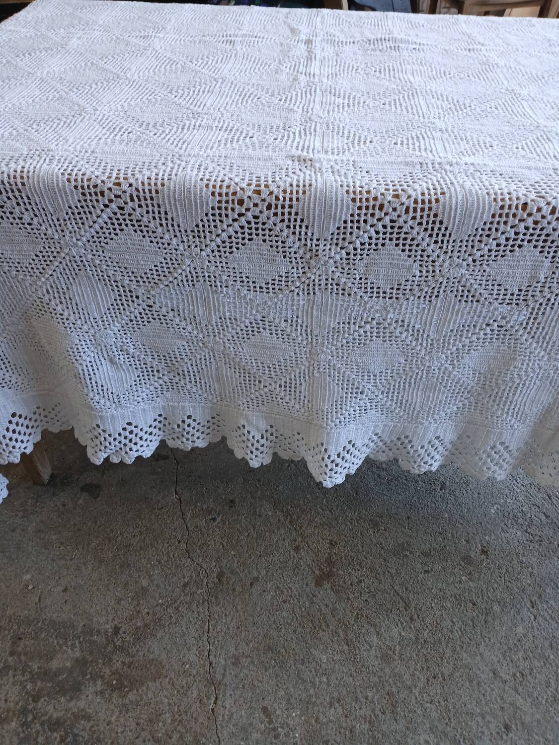 Handmade crochet antique bedspread