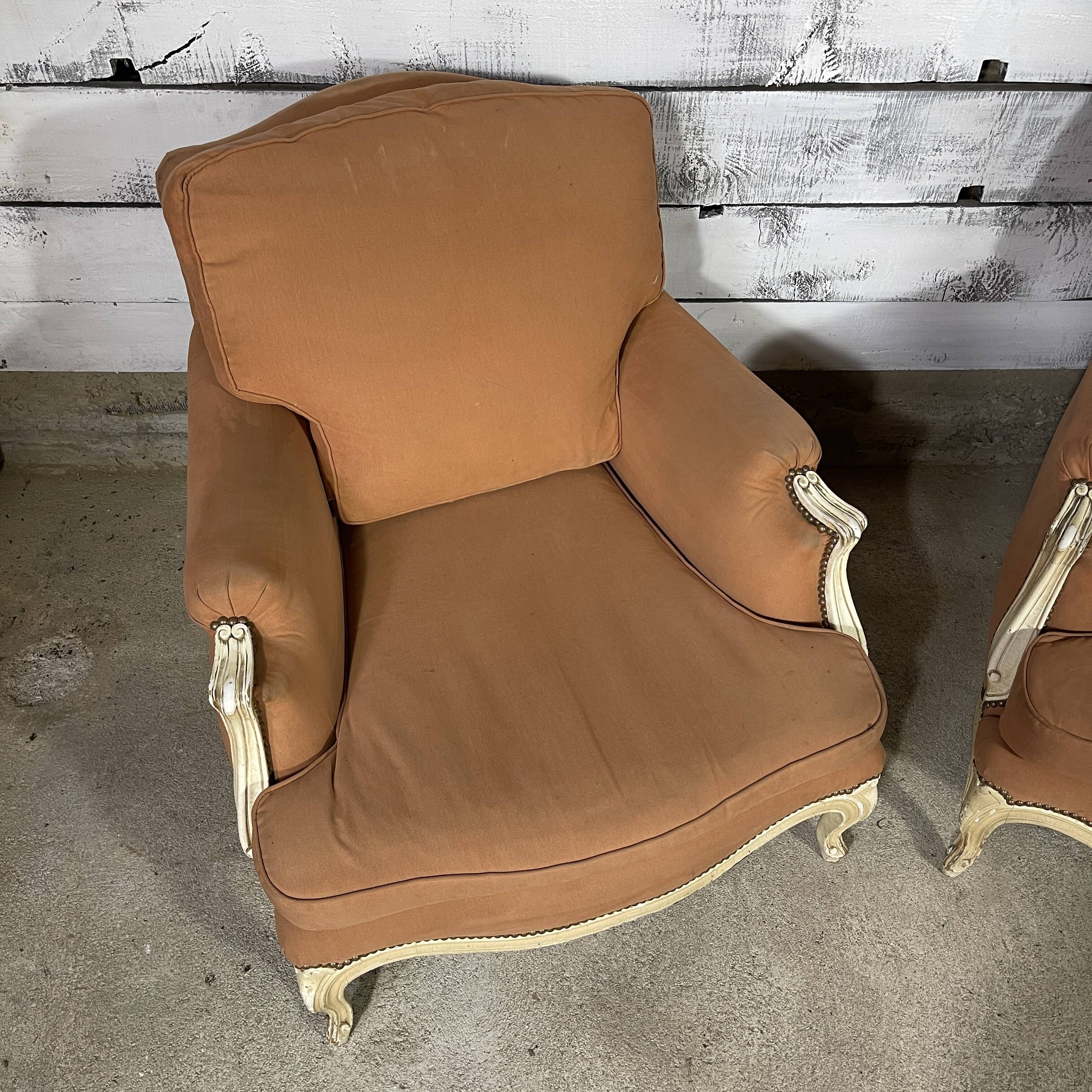 Set of 2 louis XV style shepherdess armchairs