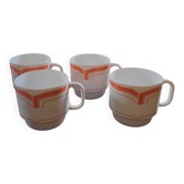 4 tasses empilables Rivanel opaline Pop 70's