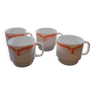 4 stackable Rivanel opaline cups Pop 70's