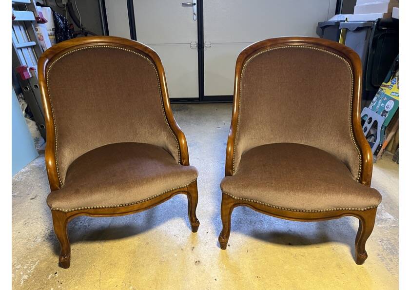 Light brown velvet fireside chair