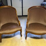 Light brown velvet fireside chair