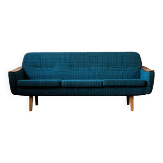 Canapé 3 places en laine, georg eknes metallindustri, norvège années 1960, vintage, mid-c moderne