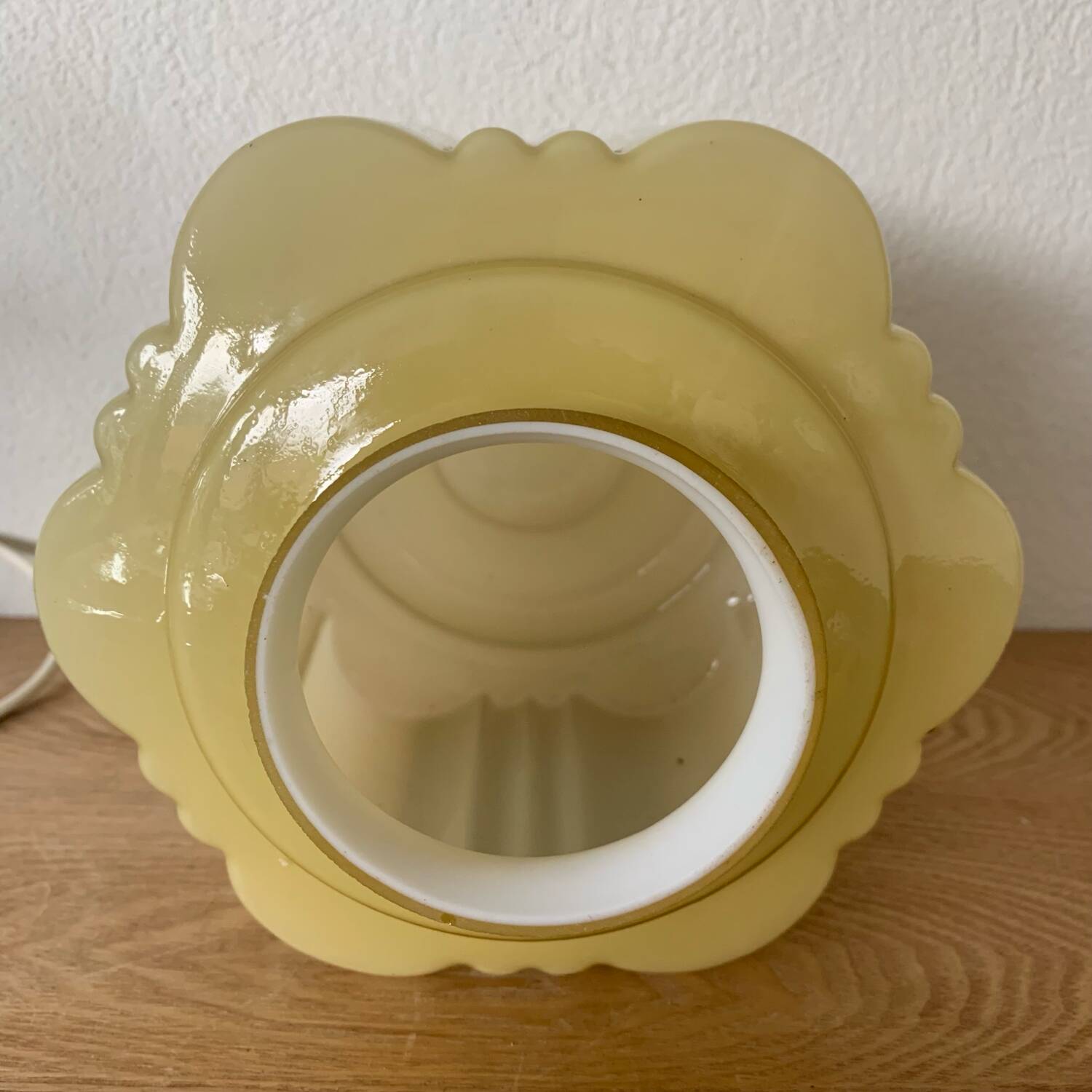 Table Lamp With Globe Thabur Yellow Straw Netherlands 30s-40s