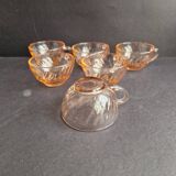 Set of 6 Rosaline cups, vintage arcoroc