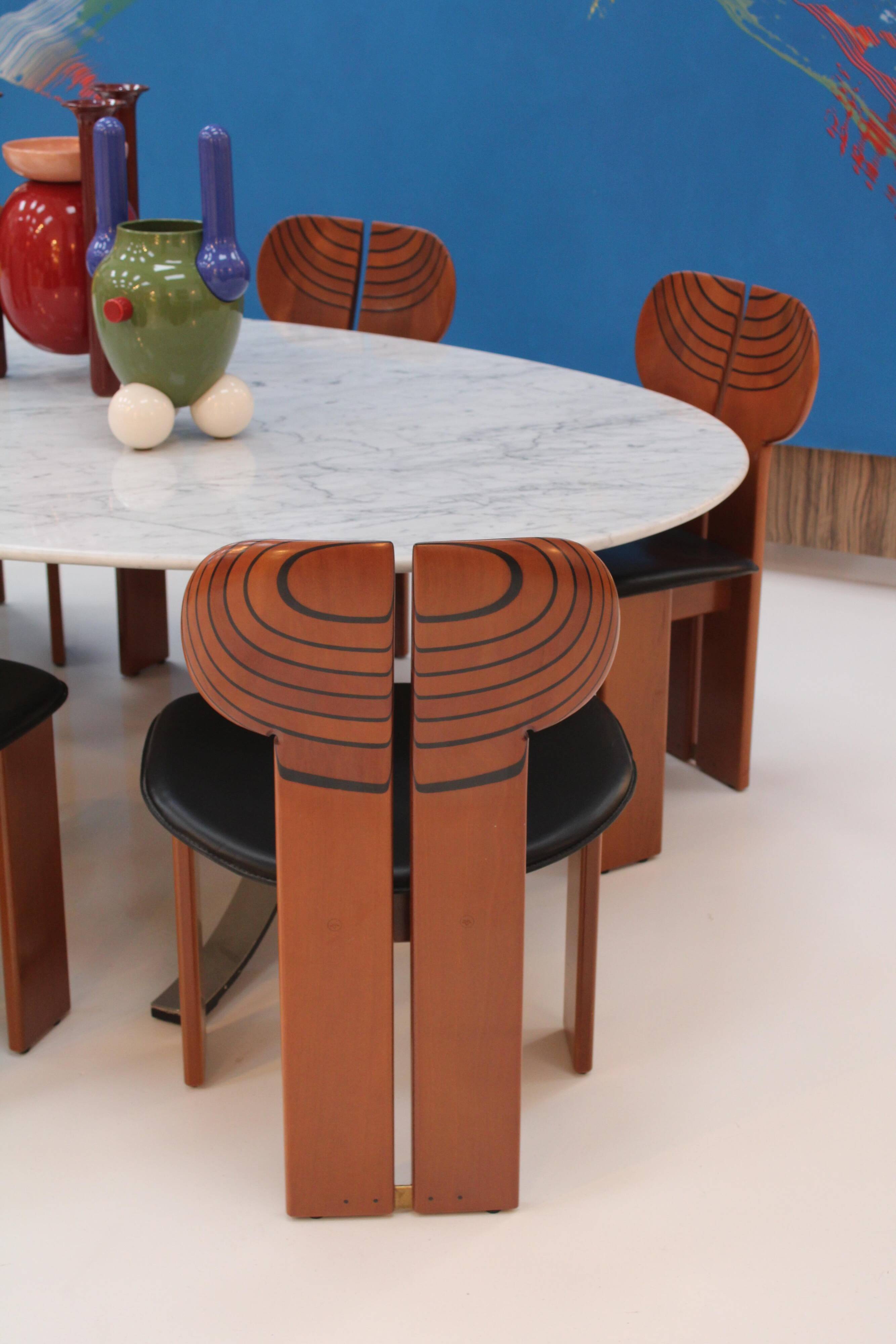 Original Africa Italian Dining Chairs Designed by Afra & Tobia Scarpa Maxalto