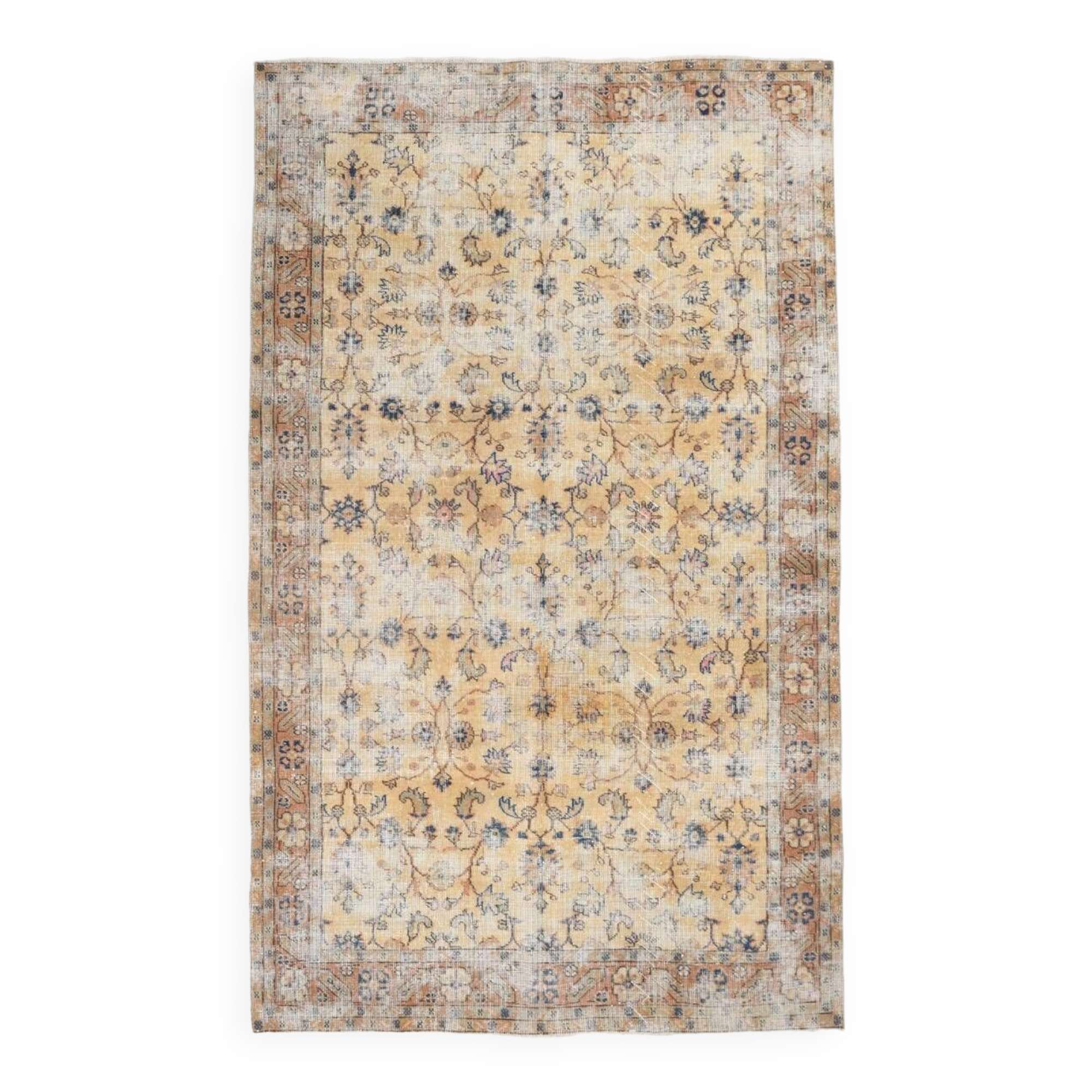 5x8 Rug For Farmhouse Room Blue Orange Vintage Rug, 162x262Cm SK 5165