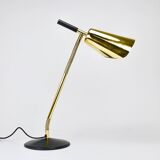 Rare desk and table lamp in brass and leather by Carl Aubock II #4280, Vienna, Austria.