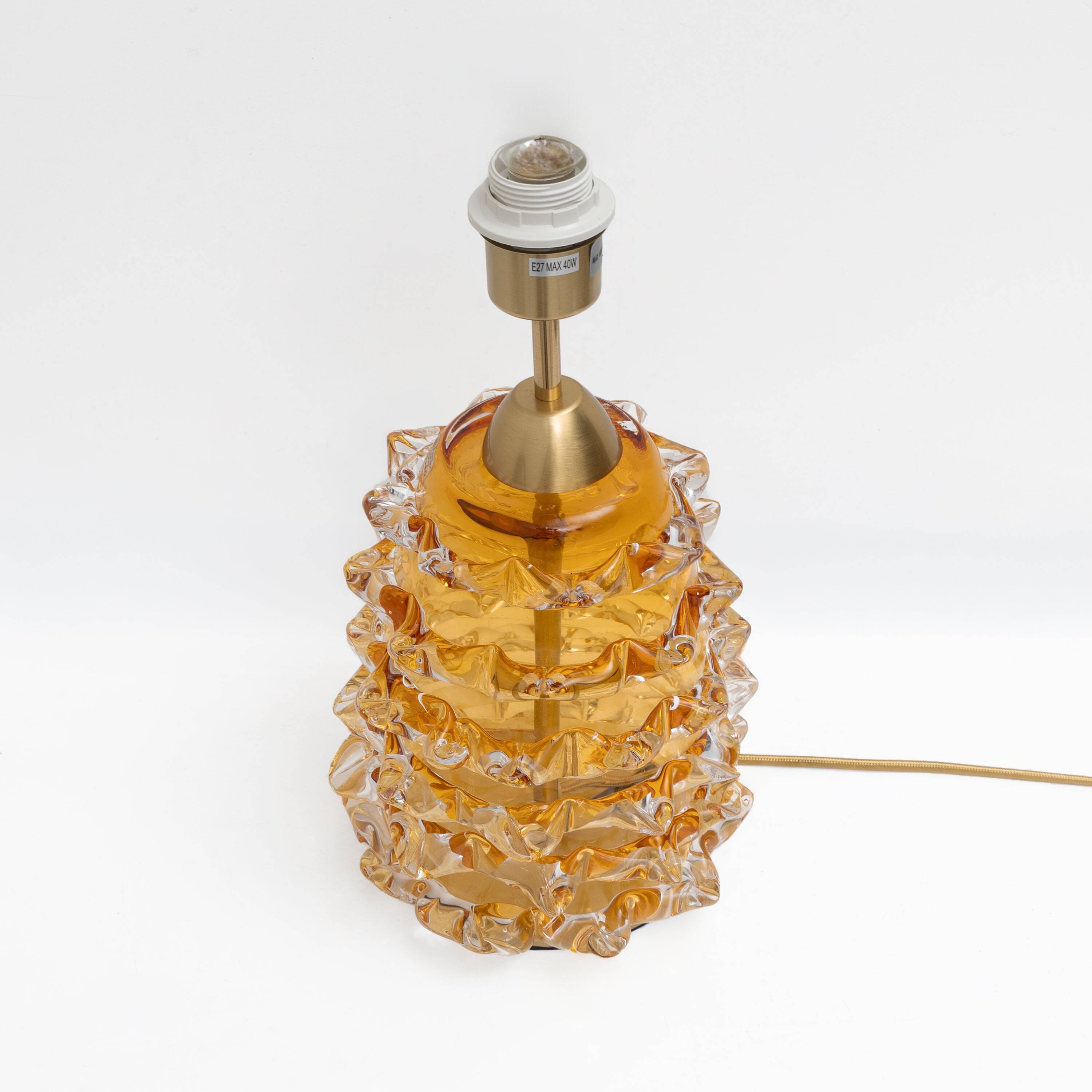Paire de lampes de table en verre de Murano Amber Rostrato