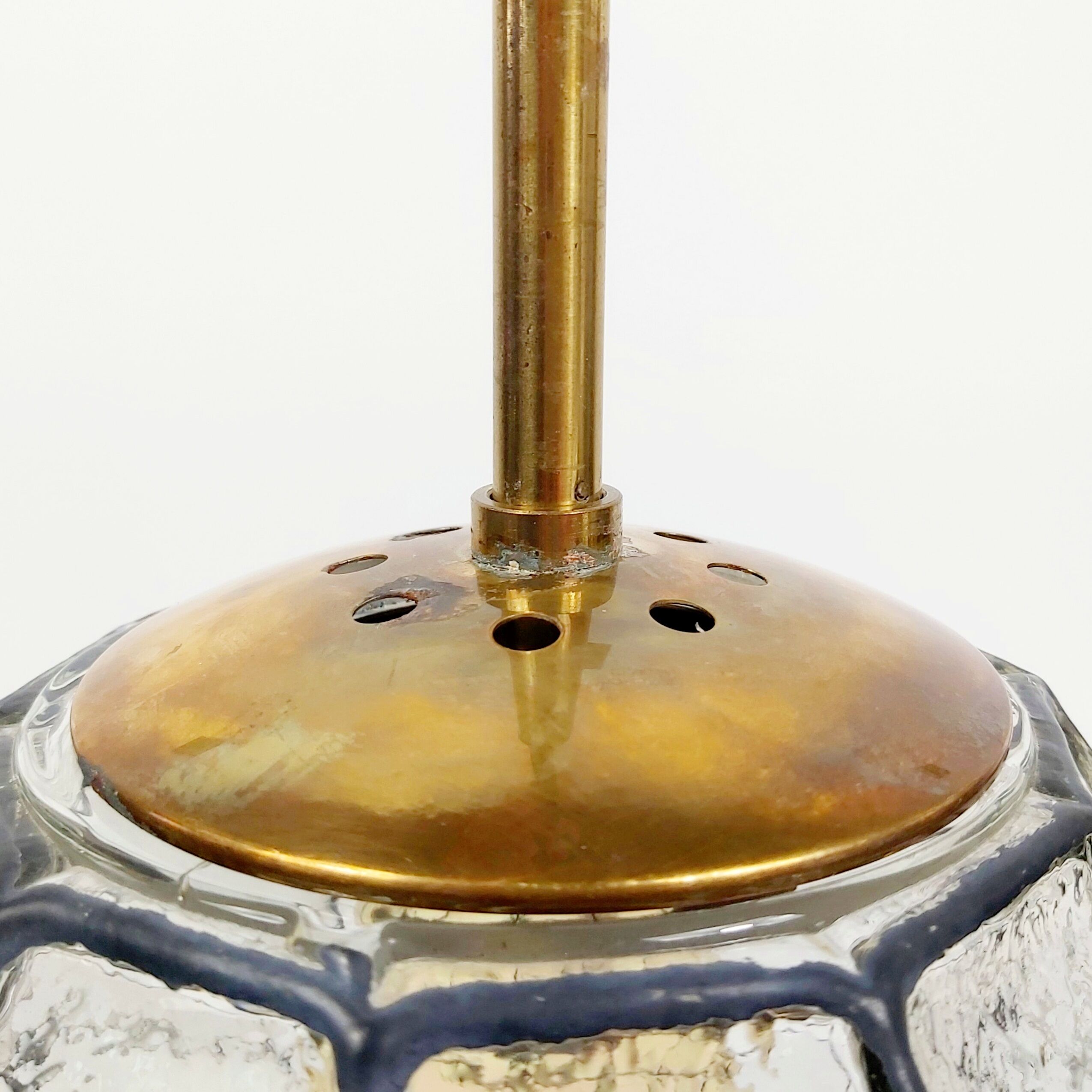 Mid-century iron & clear glass ceiling lamp/pendant from limburg, germany, 1960s