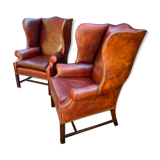 Vintage shepherdess armchairs in leather