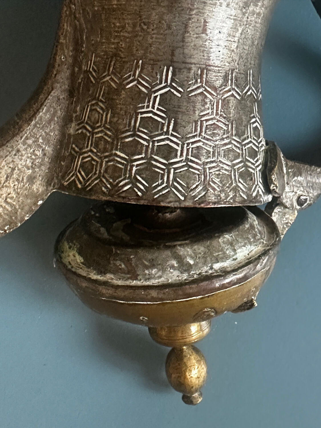 Eastern Verseuse "Dallah" Metal and Engraved Brass circa 1900