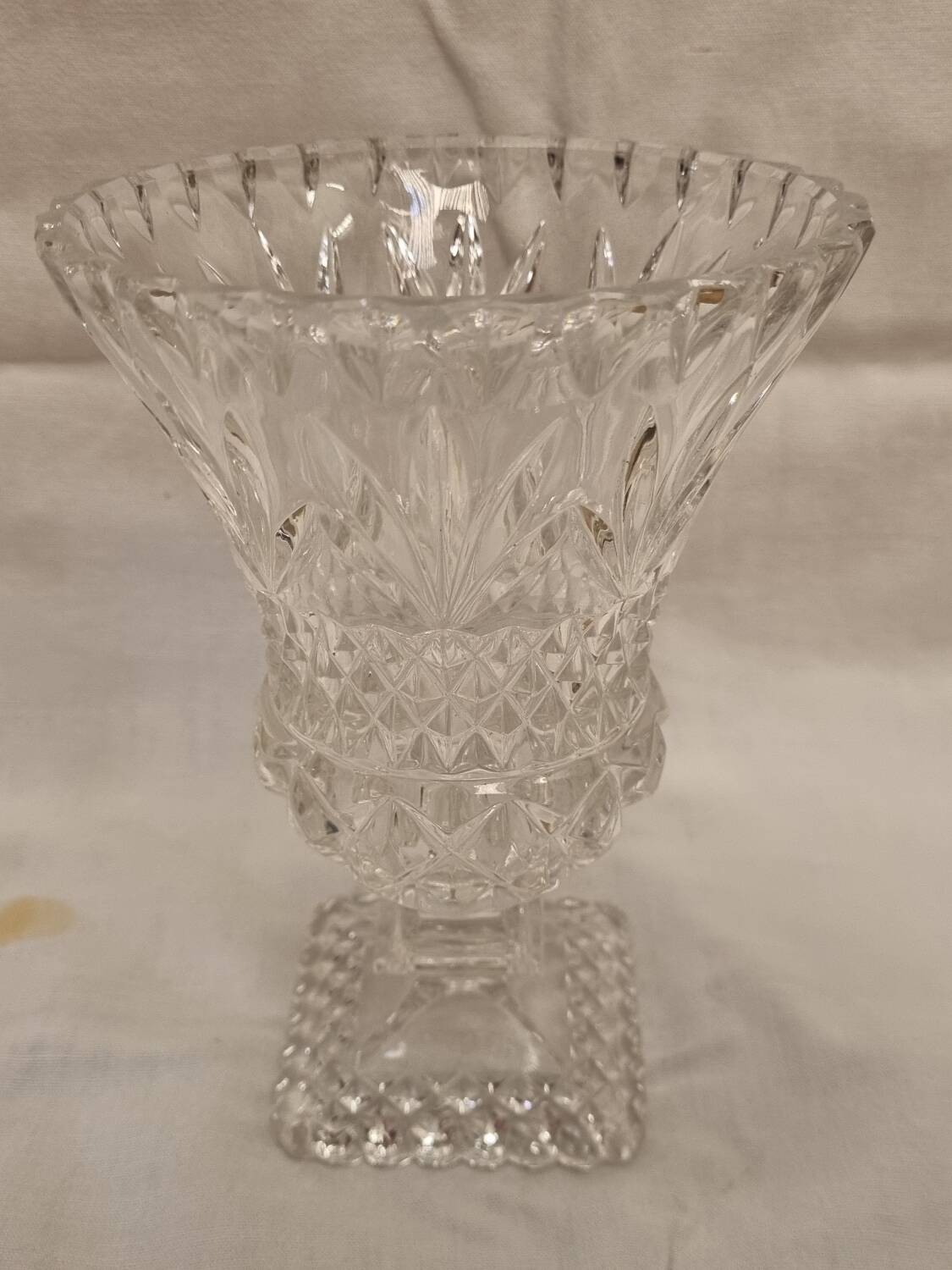 Bohemian crystal pedestal vase