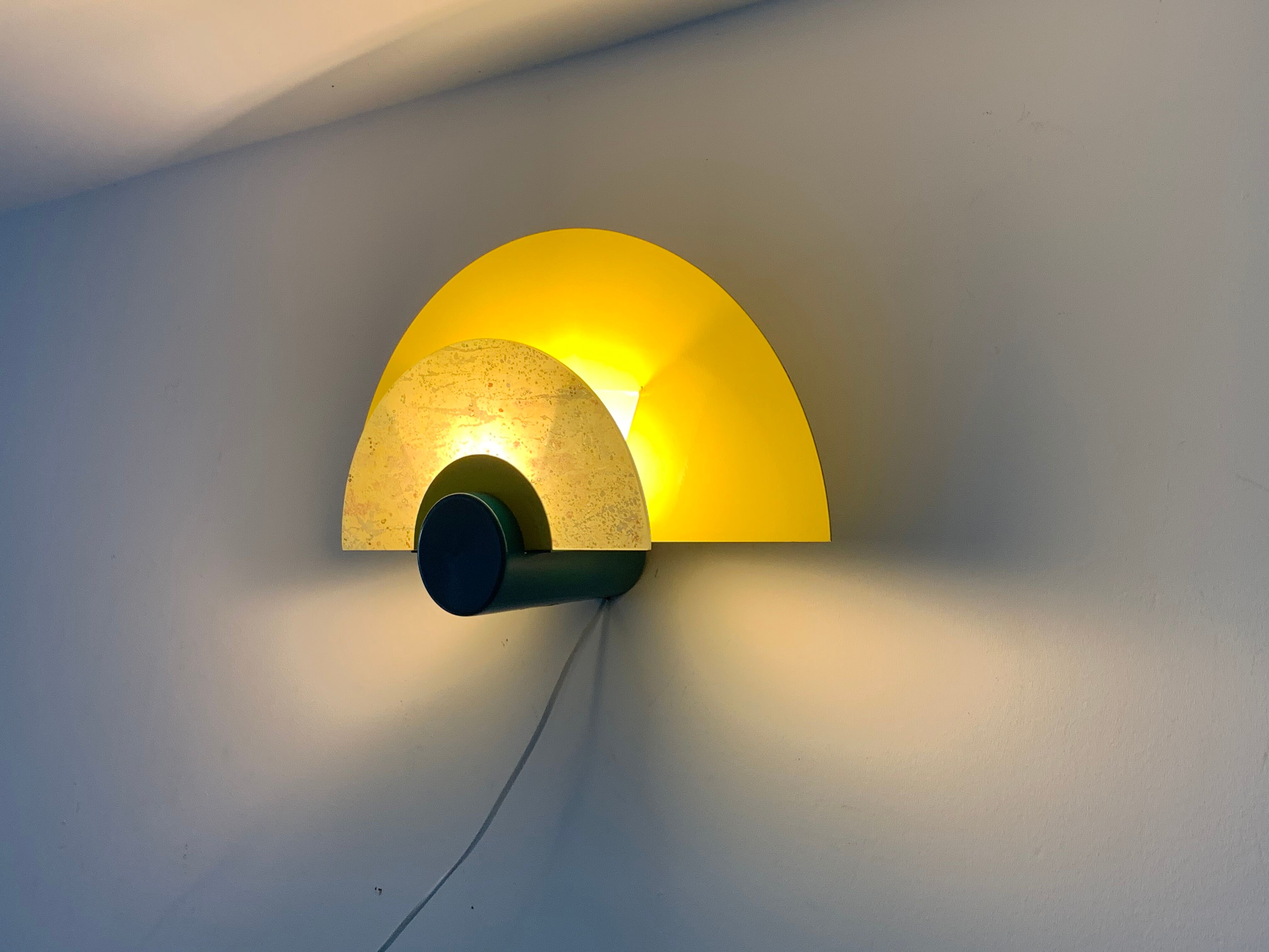 Colorful metal and glass wall light  Arlus 1980